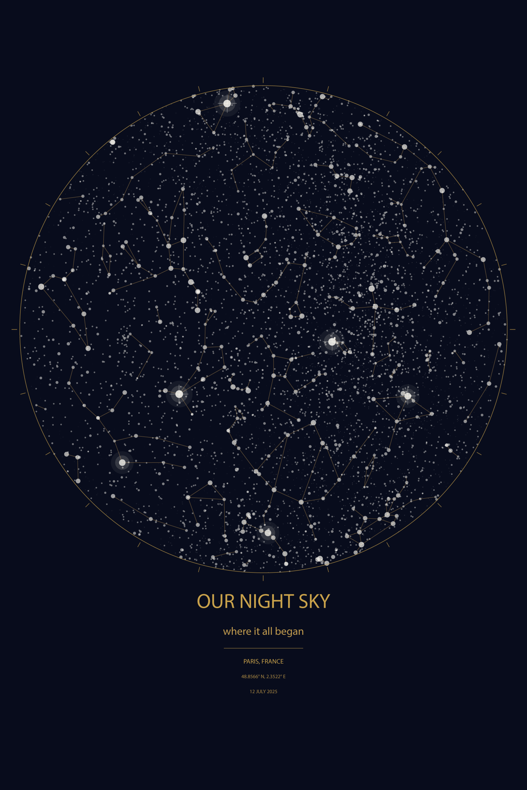 Personalised star map artwork
